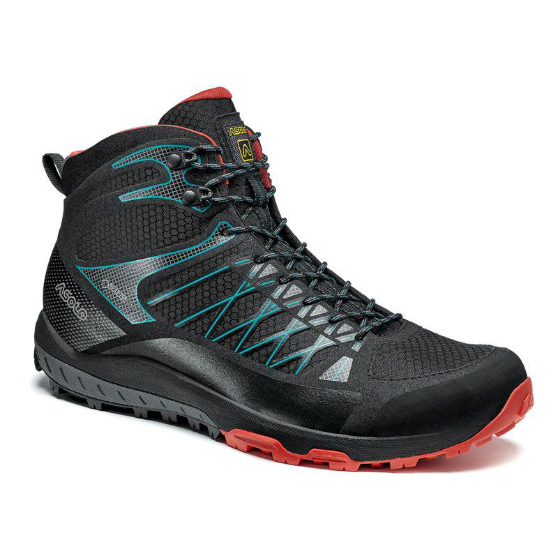 Asolo Grid Mid Gv Mens Ultralite Boots Online Black/Red/Blue (Ca-2581936)